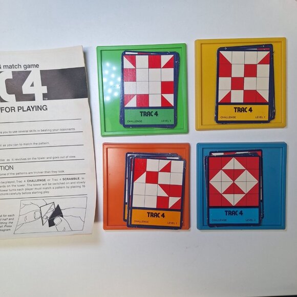 Trac 4 Replacement Cards Levels Vintage Game Speed Memory Matching Patterns - Picture 7 of 7